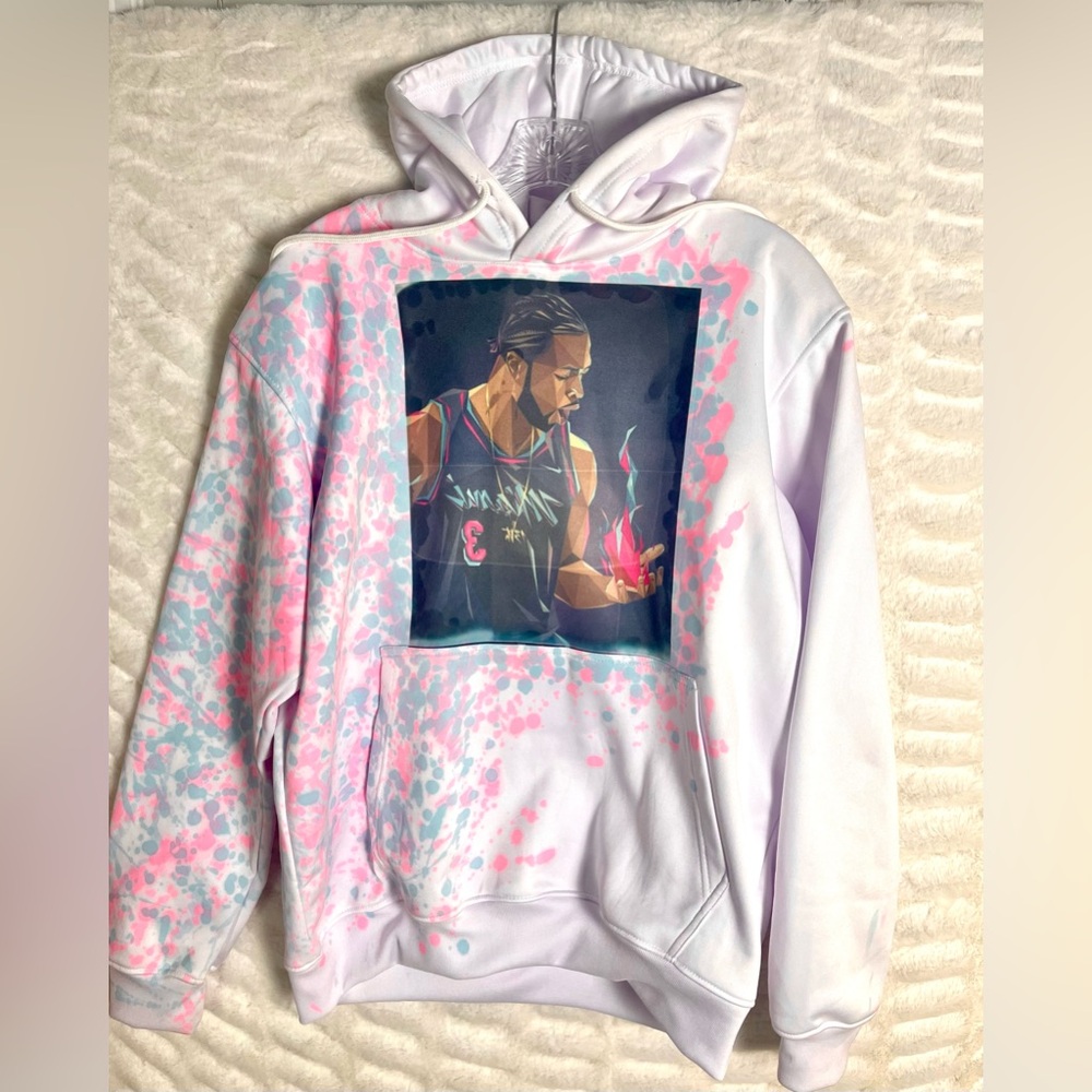 M Custom Dwayne Wade Miami Heat Hoodie Neon Vice Jersey Colors Sweatshirt Unisex